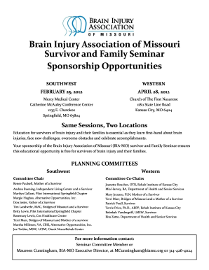 Fillable Online biamo Brain Injury Association of Missouri Survivor and