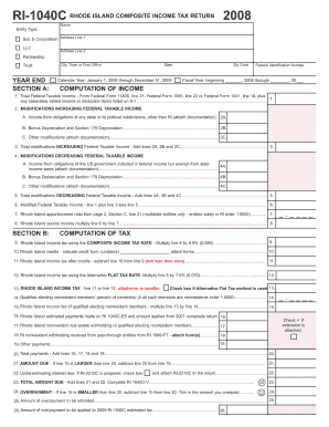 Rhode Island Composite Income Tax Return