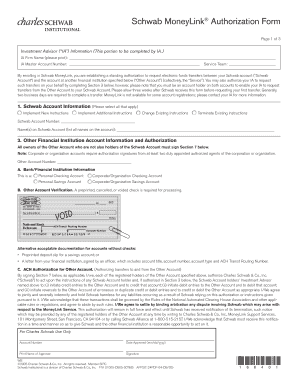 Schwab MoneyLink Authorization Form