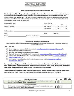 2015 Fiduciary Tax Questionnaire