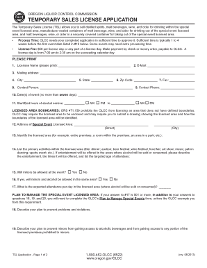 Oregon Temporary Sales License Application