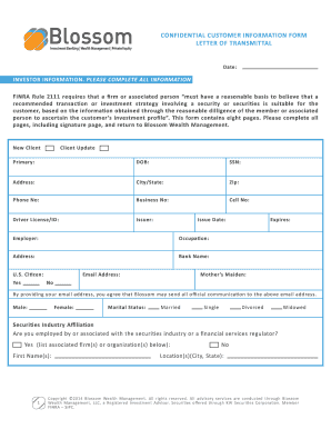 Confidential Customer Information Form