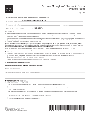 Schwab MoneyLink Electronic Funds Transfer Form