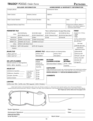 Mailing address format - TRILOGY POOLS Order Form Perseus - dealers vikingpools