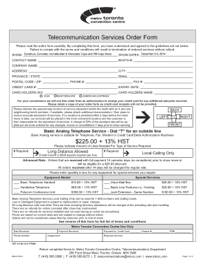 Telecommunication Services Order Form