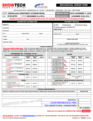 Mechanical Order Form