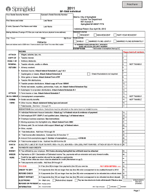Springfield SF-1040 Individual Income Tax Return