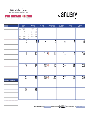 PDF Calendar Template