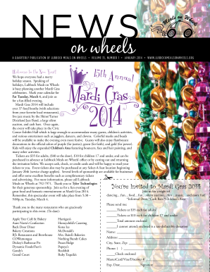 Lubbock Meals on Wheels Mardi Gras 2014 Invitation