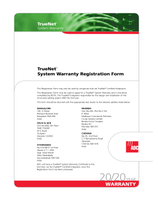 TrueNet® System Warranty Registration Form