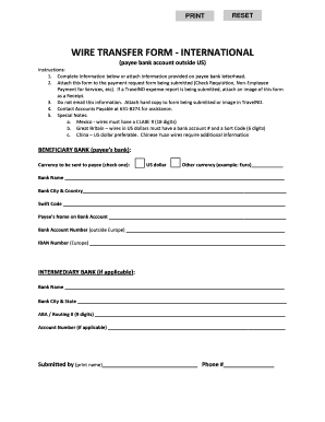 International Wire Transfer Form