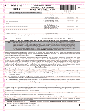 Maine W-3ME Form 2016