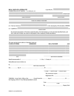 Virginia Real Estate Affidavit