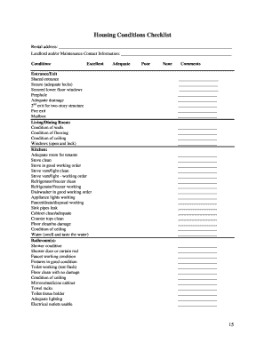 Housing Conditions Checklist Form