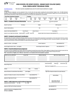 Miami Dade College Dual Enrollment Form