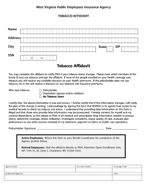 West Virginia Tobacco Affidavit