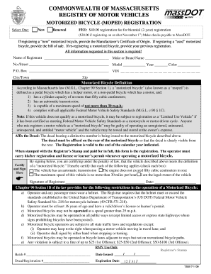 Massachusetts Motorized Bicycle Registration