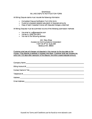 Billing Dispute Notification Form