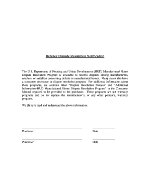 Retailer Dispute Resolution Notification