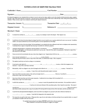 Notification of Disputed Transaction