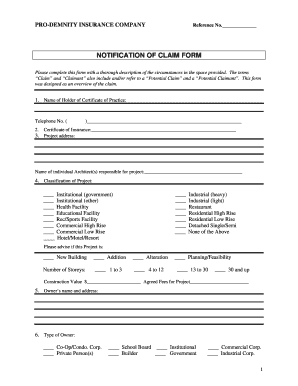 Notification of Claim Form