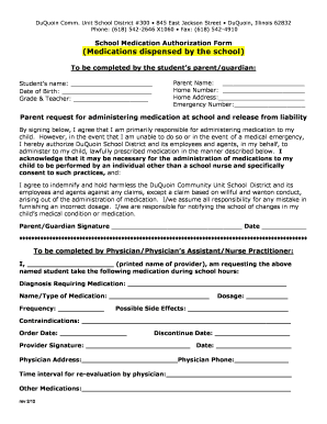 School Medication Authorization Form