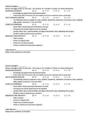 Science Fair Project Evaluation Form