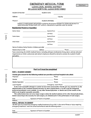 Emergency Medical Form