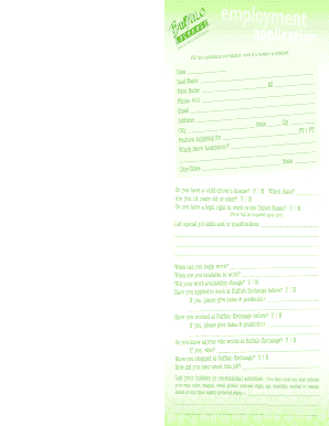 Buffalo Exchange Employment Application
