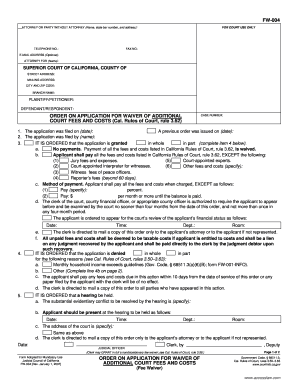 California Court Fee Waiver Order