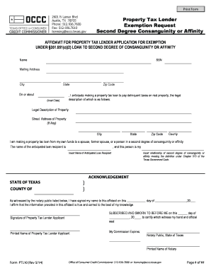 Property Tax Lender Exemption Affidavit