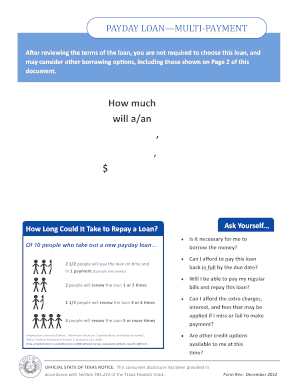 Texas Payday Loan Multi-Payment Agreement