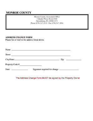 Monroe County Address Change Form