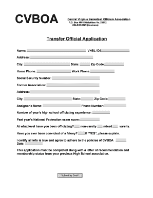 Transfer Official Application