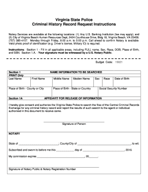 Virginia Criminal History Record Request Form