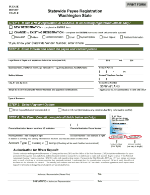 Washington Statewide Payee Registration Form