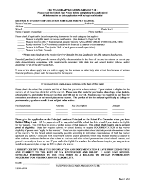 Utah School Fee Waiver Application