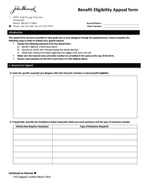 Benefit Eligibility Appeal Form