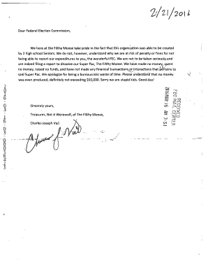 FEC Form 3X Dissolution Report