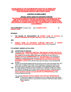 Special Needs Assistant Specified Purpose Contract
