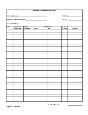 Employee Transportation Record Form