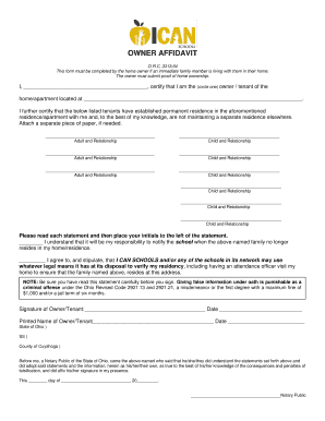 Owner Affidavit for School Residency
