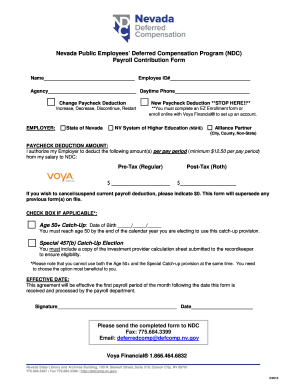 Nevada Public Employees' Deferred Compensation Payroll Contribution Form