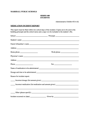 4534ae6Medication Incident Report - marshallschoolsorg