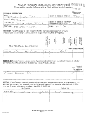 Nevada Financial Disclosure Statement