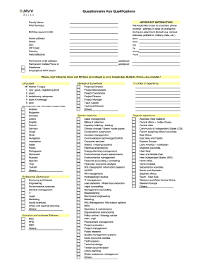 Questionnaire Key Qualifications