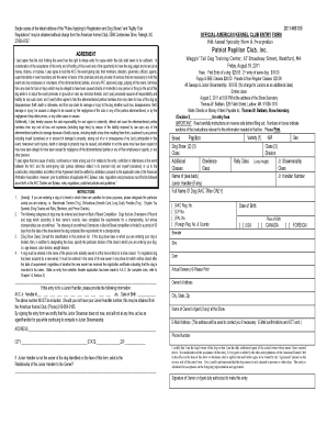 American Kennel Club Dog Show Entry Form