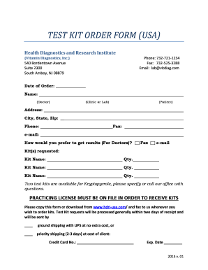 Test Kit Order Form