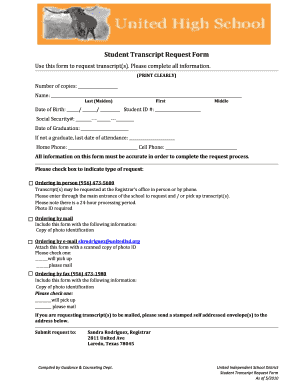 Student Transcript Request Form