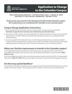 Application to Change to the Columbia Campus